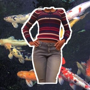 Striped Tie Up Long Sleeve Top